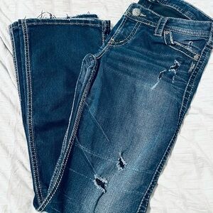 Silver Jeans Blue Skinny Denim with Distressed Details